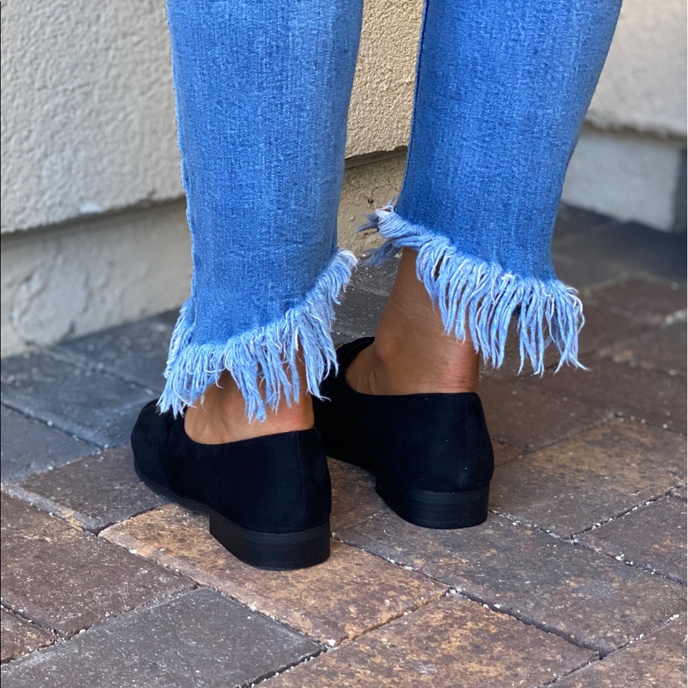 Black Studs Vamp Boyfriend Slip On Loafer Flats - Picture 8 of 8